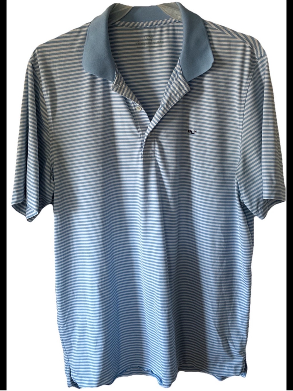 Vineyard Vines-Men’s  light Blue & White Striped Activewear Polo Sz Large